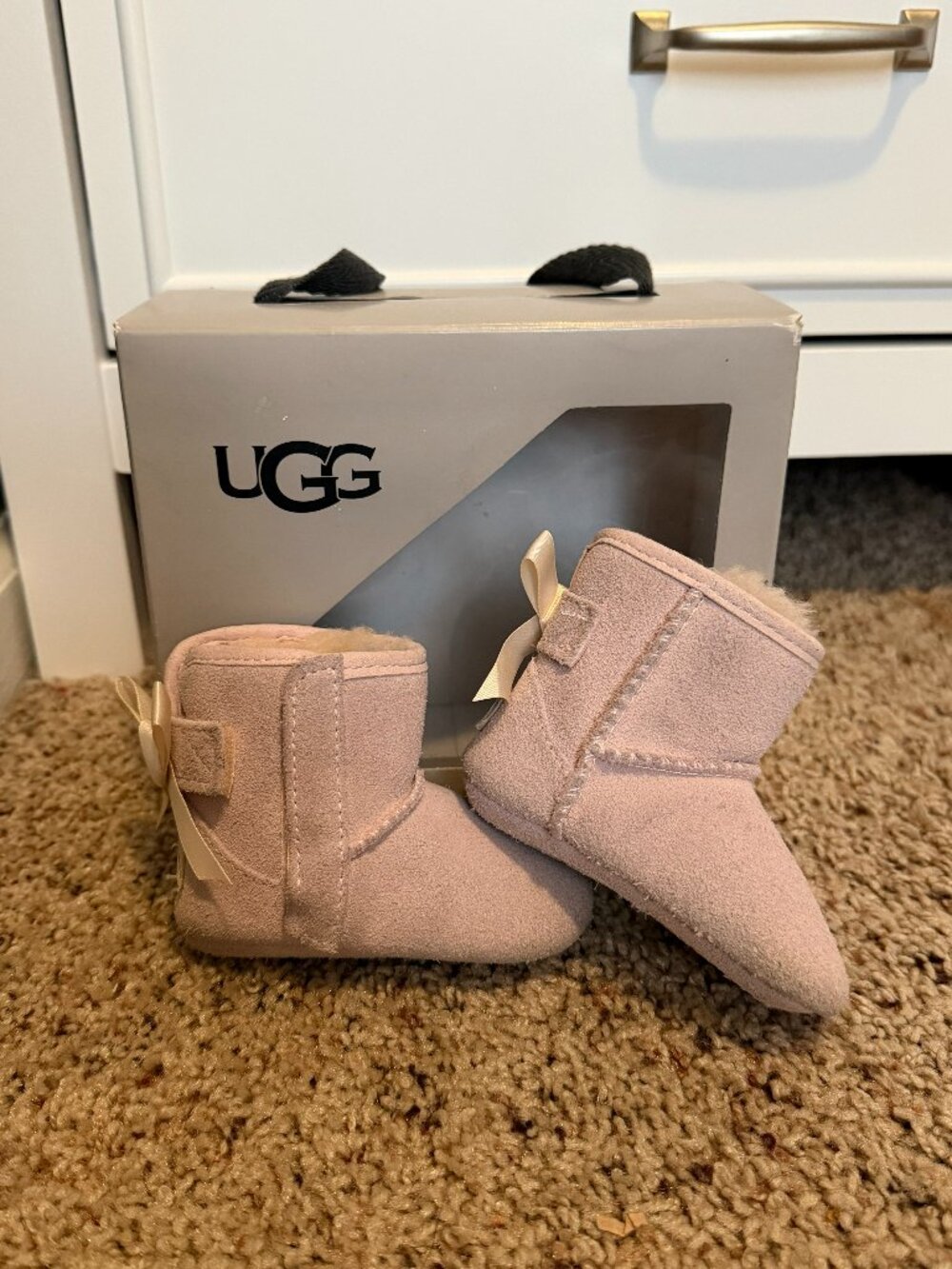 UGG Pink Jesse Bow II Baby Boots Size 0/1 Baby Booties XS UGG Australia Infant